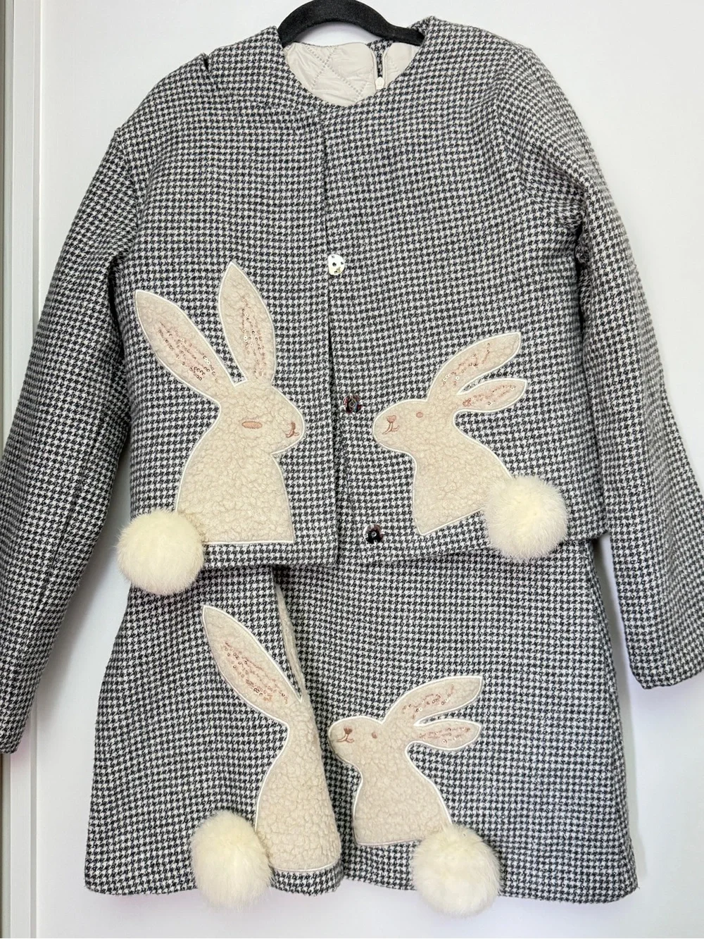 Lola + The Boys Girls Gingham Bunny Appliqué Jacket & Dress Set. Size 10/12.